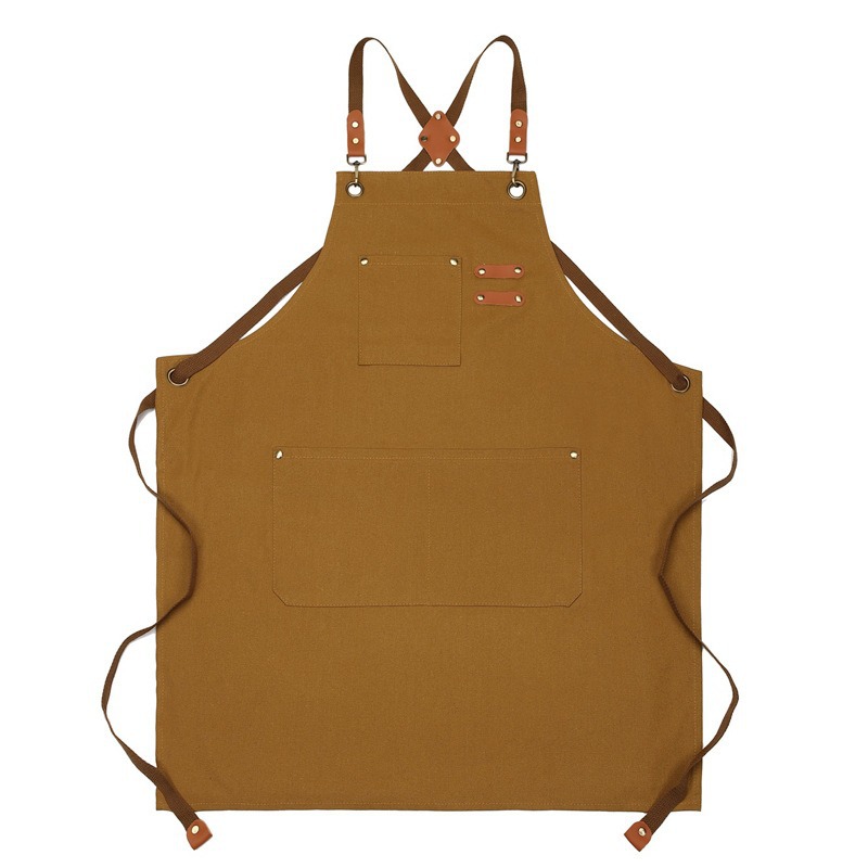 Delantal Mandil de Cintura en Lona de Algodón y Poliéster Impermeable para Cafetería y Restaurante