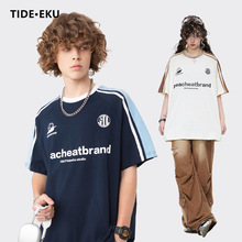 TIDEEKU夏季新款男装美式字母印花T恤宽松休闲圆领套头上衣男批发