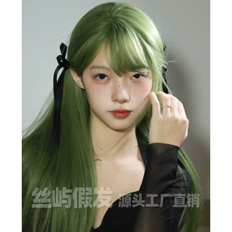 Cross-border foreign trade hot wholesale wig female daily Internet celebrity long straight hair lolita realistic bangs jk full head cover
