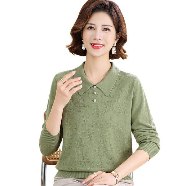 Mom's new autumn clothing style lapel top middle-aged and elderly…