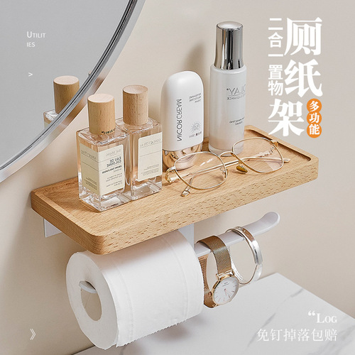 Log bathroom roll box facial tissue holder toilet roll solid wood holder facial tissue paper towel roll holder