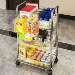 小推车零食置物架客厅多层落地移动亚克力透明小推车厂家一件批发