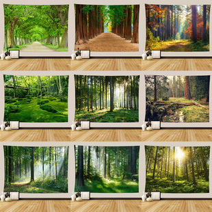 Forest trees landscape pattern tapestry hanging picture background wall hanging beach towel hanging cloth