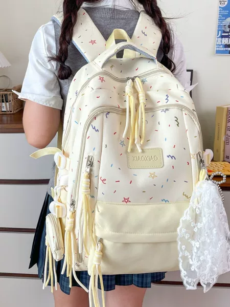 Backpack for girls, 2026 new model, high-capacity, stylish design, suitable for students in grades 4, 5, and 6, as well as middle and high school students, perfect for school use