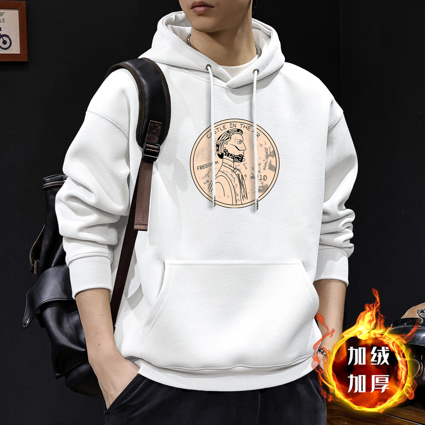 Chaqueta con capuz de moda masculina primavera y otoño nuevo tipo suelto simple pareja con chaqueta de lana de hombre