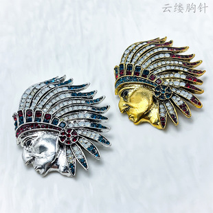 New Men's European and American Brooch Creative Indian Pin Simple Casual Dress Suit Pin Vintage Brooch