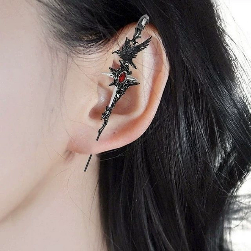 Серьги в стиле Thorn Series Light Luxury Dark Crow — цепочка украшение, сладкие и крутые одноразовые серьги, персонализированные серьги