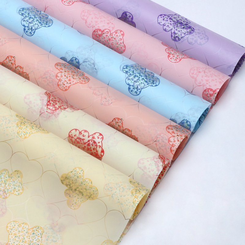 Jardín brillante oso película de gel de flores papel de embalaje semitransparente papel hansu diy ramo de flores hecha a mano florista regalo image 4