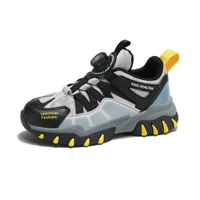 Zapatos de niñas de primavera y otoño 2025, nuevos zapatos de suela suave antideslizante para niños, zapatos de botón giratorio para padres.