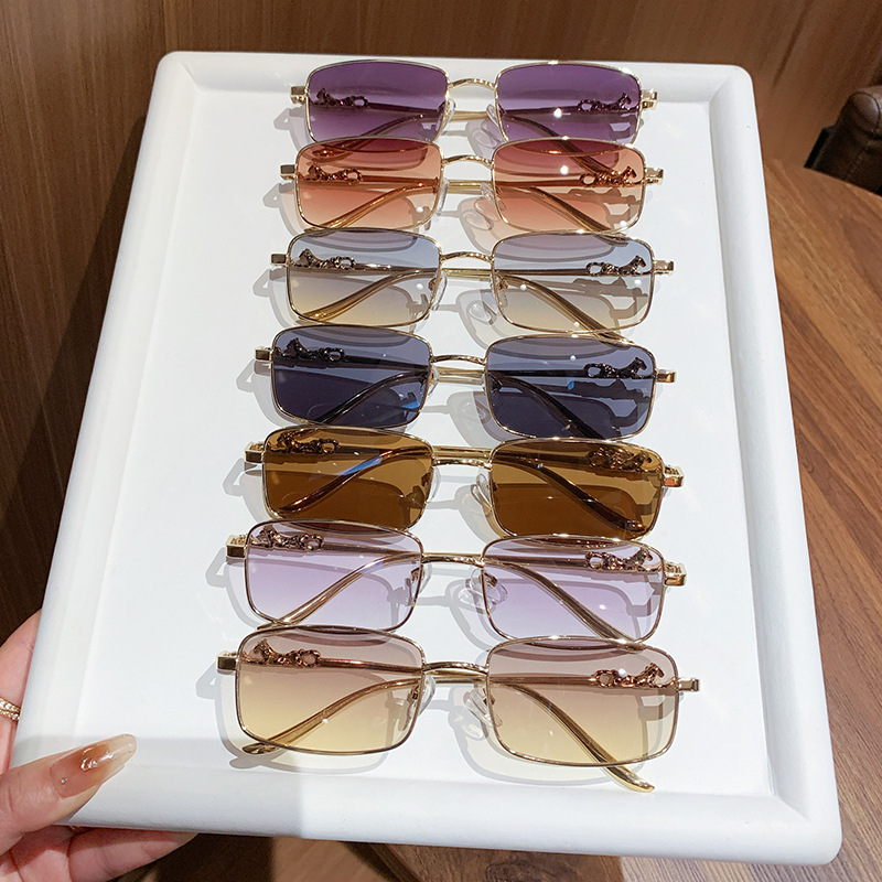 欧美潮流卡家全框太阳镜男金属豹子头方框墨镜女跨境猎豹太阳眼镜