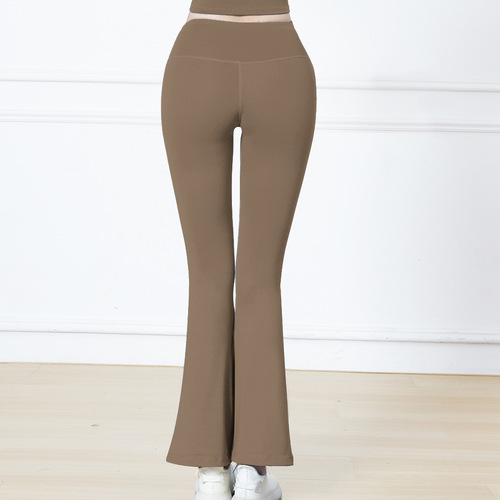 Women's Yoga Leggings, Quick-Drying Fitness Tights, Flared Lulu Yoga Pants, High-Waisted, Nudist Hip-Lifting Wide Leg Pants