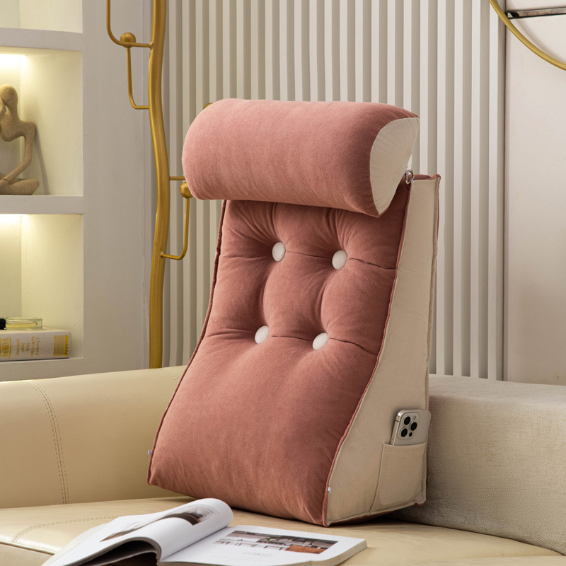 Chenille Pillow with Headrest for Bedroom Reading Bedside Cushion for Pregnant Women Sofa Soft Bag Waist Support Back Cushion Removable and Washable
