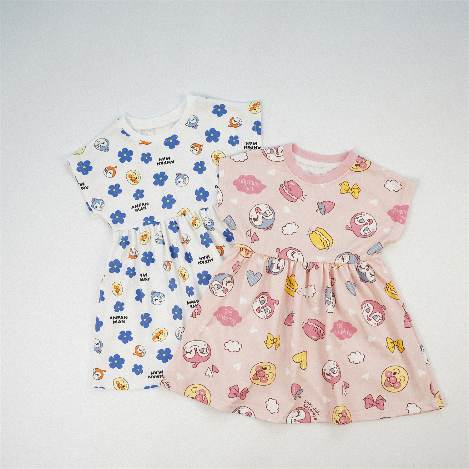 2025 Summer New dress Girls Cute Skirt New Sweet Baby Girl Summer Shoulder Short-Sleeved Skirt