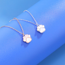 S925纯银白贝猫爪项链女时尚轻奢小众高级感吊坠小红书同款锁骨链