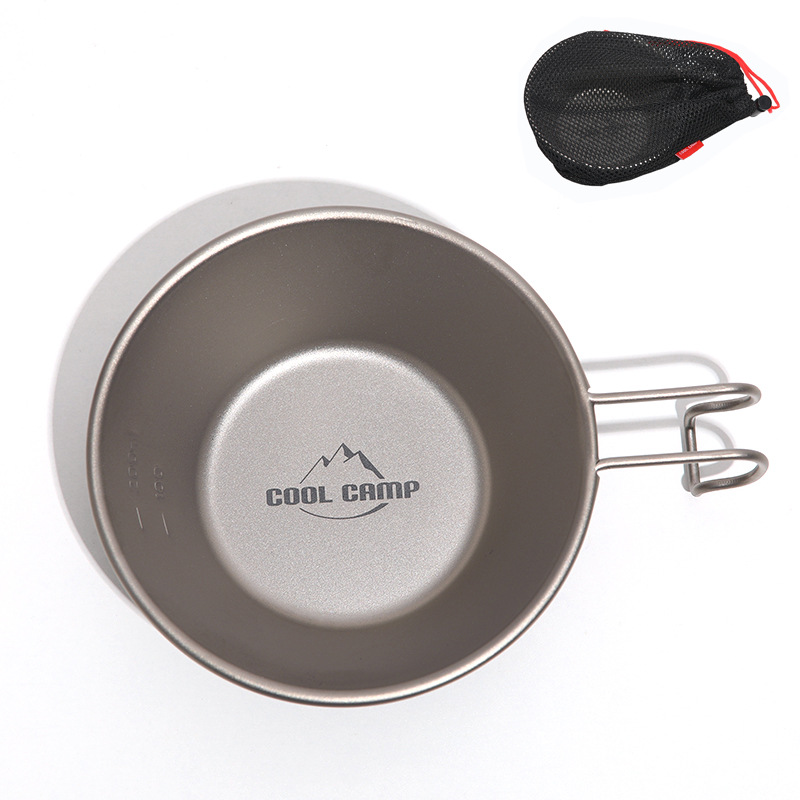 Outdoor Tableware Pure Titanium Snow Bowl Cup Camping Bowl Ultra-light Portable Camping Cooker Coffee Tea Cup With Hanging Handle
