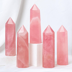 Natural pink crystal six-sided standard column East China Sea crystal raw stone polished pink crystal single-pointed column Factory direct sales