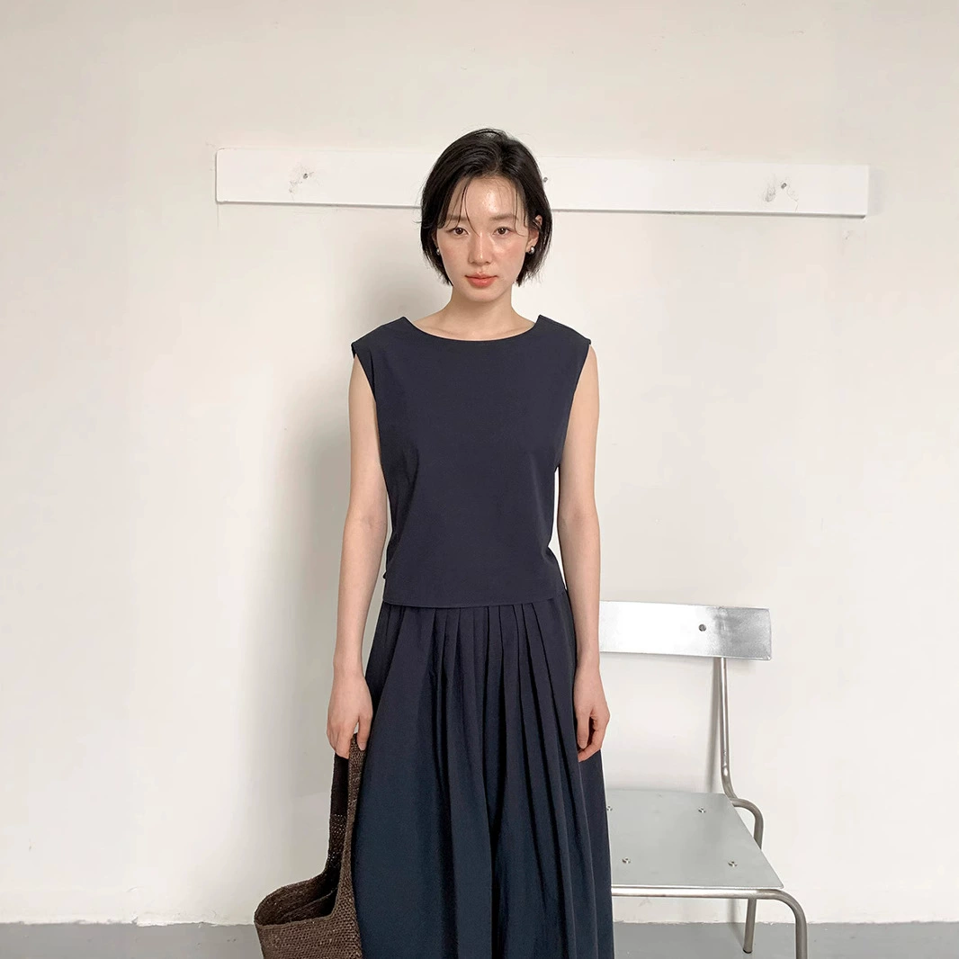 Love and Nancy Thirteen Lines 2025 Summer Korean Style Sleeveless Skin Friendly Strappy Commuting Versatile Irregular Shirt 22370