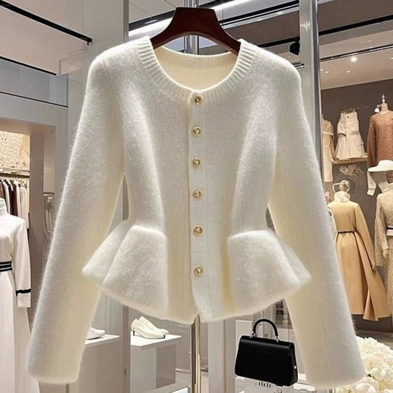 Маленький белый кардиган, демисезонный свитер, жакет, в стиле Chanel