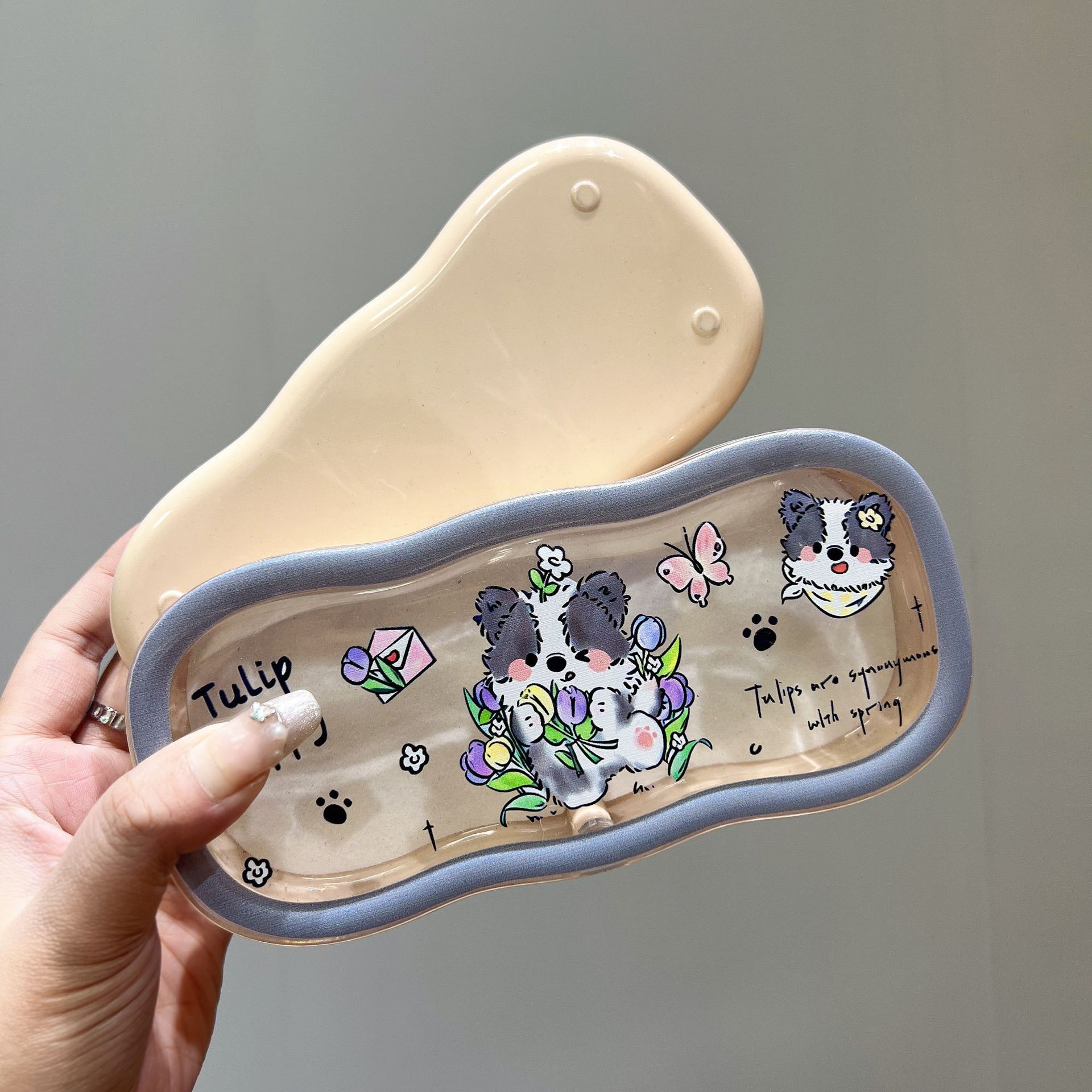 Caja de gafas transparentes de borde de la nube, alta sensación de almacenamiento portátil, niños, niños, niños, estudiantes, lindos, caja de gafas al por mayor