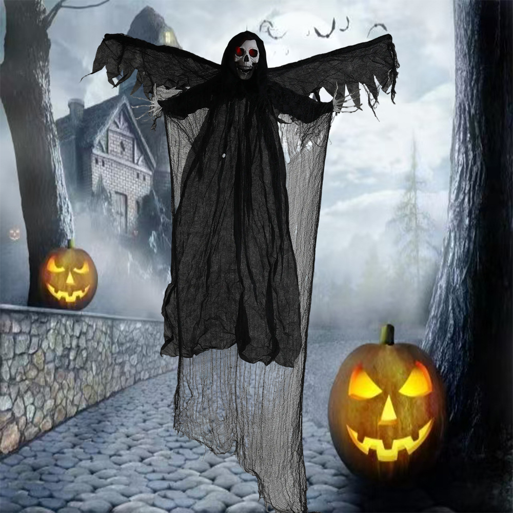 Halloween Hanging Ghost Flying Ghost Control por voz Alas luminosas Jitter Bar Casa embrujada Habitación secreta Accesorios de decoración a gran escala