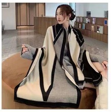 经典款百搭时尚仿羊绒围巾女厂家批发长款加厚保暖双面披肩围脖