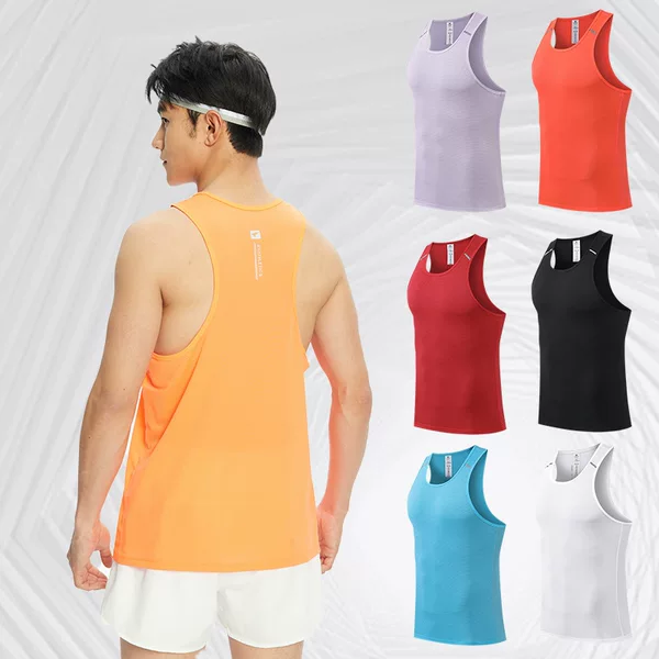 Sleeveless Vest T-Shirt Men's Summer Training Short-Sleeved Vest Running Sports Fitness Couple Quick-Drying Vest Marathon