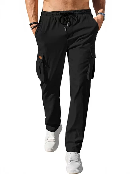 Men's Casual Cargo Pants Sports Jogging Sweatpants Hiking Drawstring Multi-Pocket Tactical Pants Amazon Aliexpress