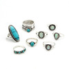 Retro ethnic turquoise fashionable set, ring, European style, ethnic style, 8 pieces