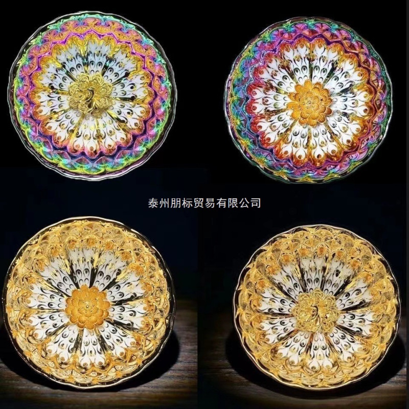 跨境热卖主人杯茶杯莲花杯花开富贵全银银莲花冰清玉洁银孔雀陶|undefined