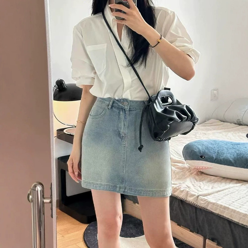 Women's denim shorts, summer thin style, 2026 new model, American high street retro wide-leg pants, high-waisted slimming A-line hot pants Women's denim shorts, summer thin style, 2026 new model, American high street retro wide-leg pants, high-waisted slimming A-line hot pants