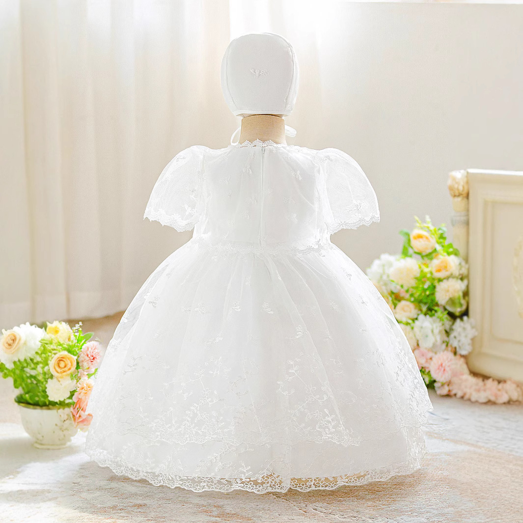 Vestido para niños, vestido de princesa, vestido esponjoso de tres piezas, vestido de fiesta para niña de flores, vestido de lavado de un año para bebés