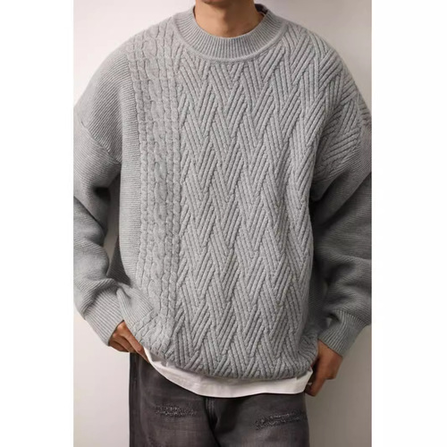 Autumn/Winter Japanese Retro Solid Color Knit Sweaters for Men and Women, Ribbed Round Neck Warm Knitting Sweaters, Cable Knit Crew Neck Top Cozy Knitwear, Couples' Base Layer T-Shirts