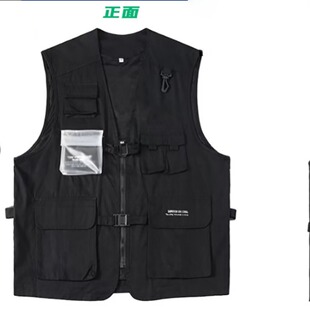 Locomotive Tooling Zipper Vertical Collar LOGO Vest Spring and Autumn Men's New Design Sense Trendy Brand Pluck Handsome Vest Couple