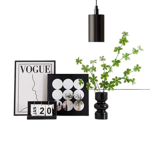 Abstract decorative painting cabinet for entrance hall, Nordic bedroom style, featuring a nine-grid display of beautiful women's portraits, suitable for living room entryway decoration.