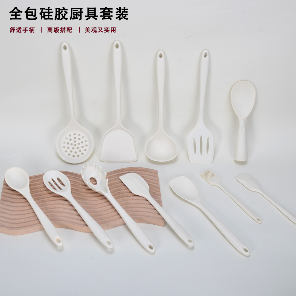 厂家直销硅胶厨具厨房10件套锅铲汤勺厨房多功能烹饪硅胶铲套装