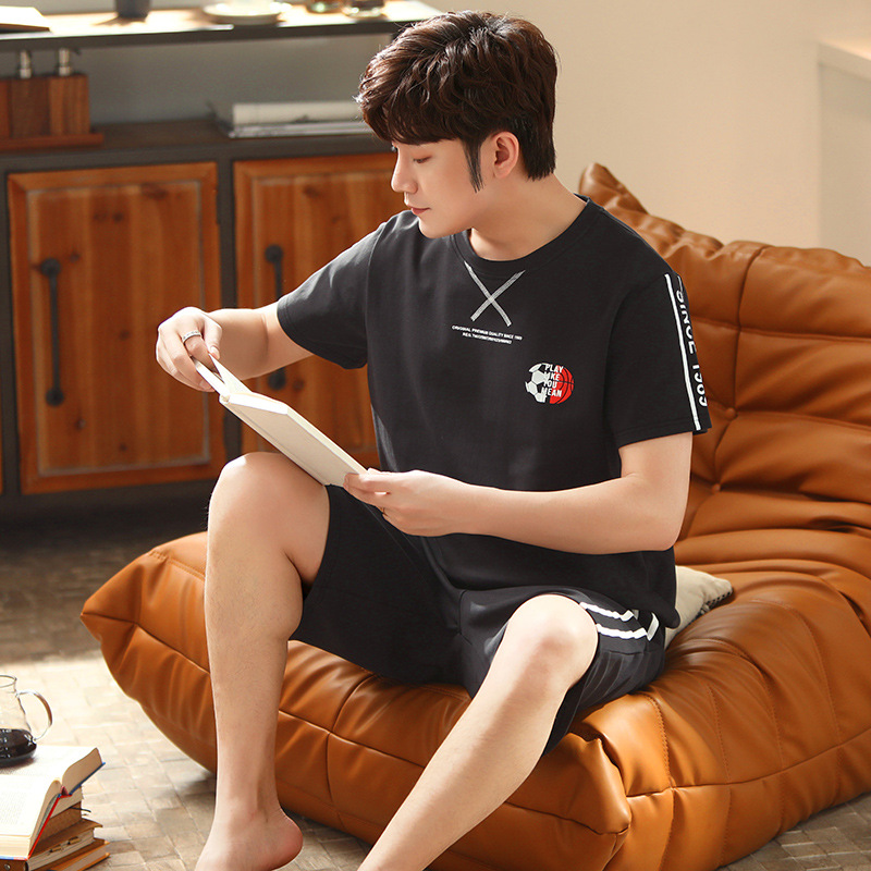 2022 verano nuevos hombres pijamas pantalones cortos de algodón de manga corta jersey de dos piezas ropa de abrigo casual de algodón ropa de casa