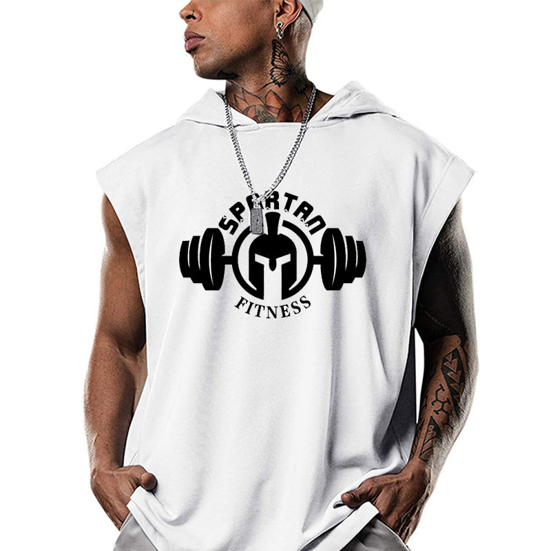 Summer Trendy Brand Sleeveless T-Shirt Men's Hooded Letter Print Trendy Vest Thin Wide Shoulder Strap Hooded Vest Summer Trendy Brand Sleeveless T-Shirt Men's Hooded Letter Print Trendy Vest Thin Wide Shoulder Strap Hooded Vest