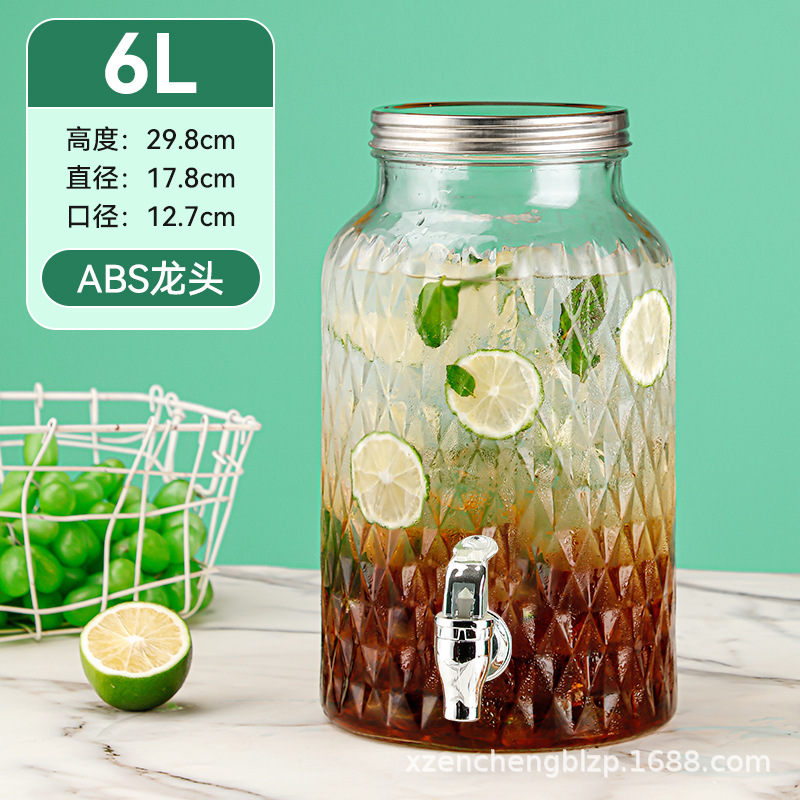 Jarra de vidrio para el hogar de gran capacidad al por mayor, moderna jarra para agua fría, recipiente para bebidas, jarra para jugo con grifo