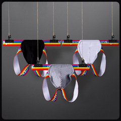 Rainbow Tanga Male Fun Exciting Pouch Bag Sports Double T Panty Temptation Exposing Ass Gay Comrade T Pants OR505 