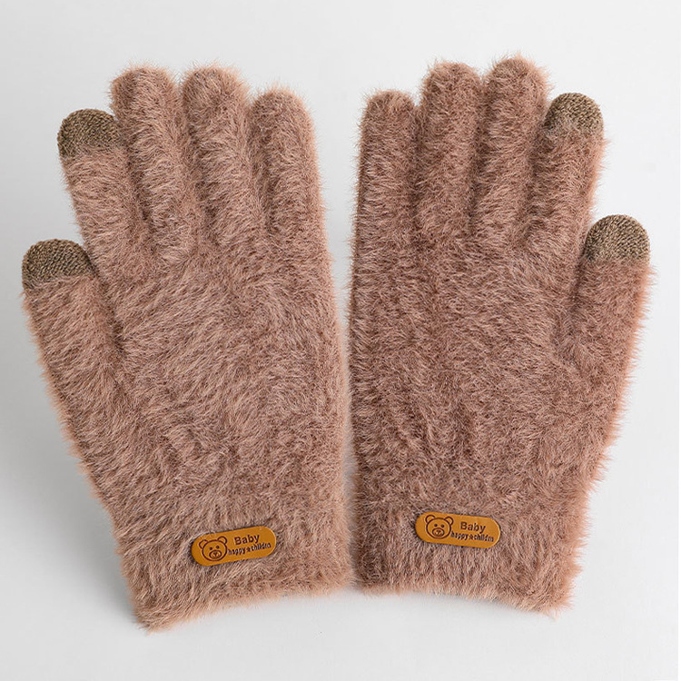 Invierno al aire libre engrosada visón-como cálido guantes de pantalla táctil de las nuevas mujeres de estilo coreano de punto guantes de teléfono móvil