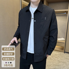 2025简约休闲工装男士夹克商务外套翻领韩版百搭潮流上衣新款
