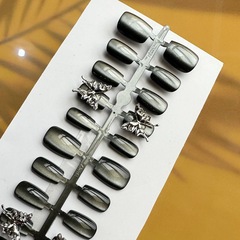 30片手工穿戴美甲黑色大蝴蝶系高級感百搭可拆卸成品美甲片