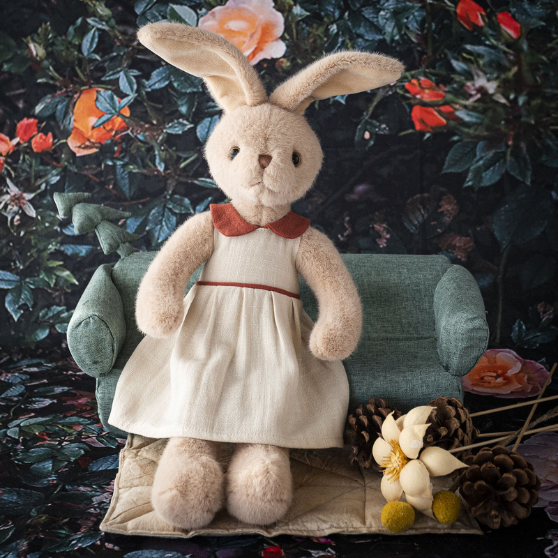 Original design plush doll brand Dabron beige imitation rabbit fur boutique holiday gift rabbit doll