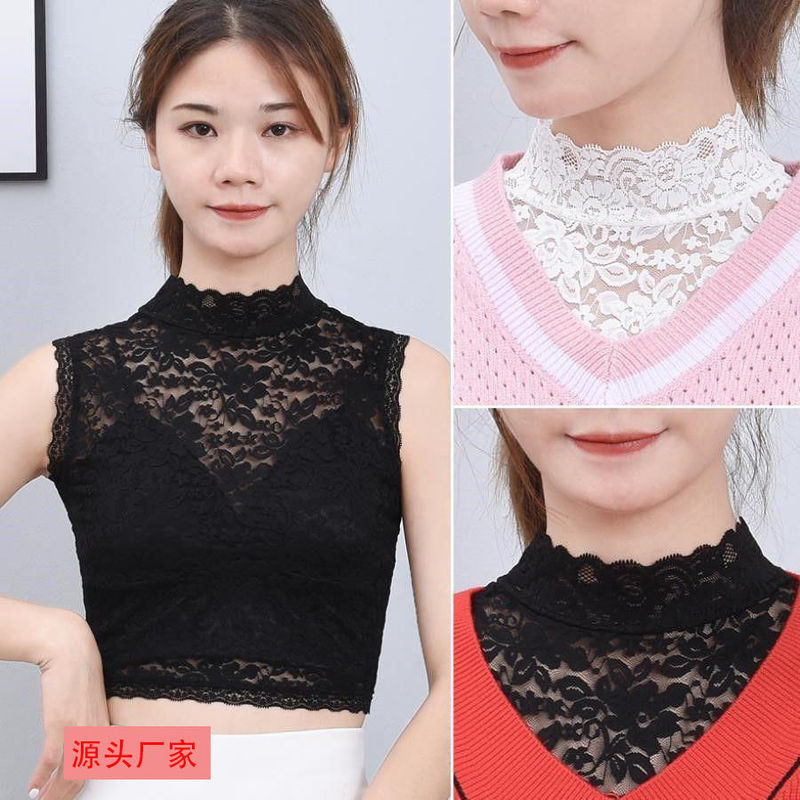 All-matching black and white high elastic pullover lace bottoming fake collar women's autumn and winter sweater decorative lace fake clothes All-matching black and white high elastic pullover lace bottoming fake collar women's autumn and winter sweater decorative lace fake clothes