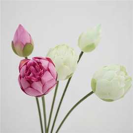 中式仿真假花大荷花荷叶单支客厅茶几桌面供佛莲花装饰品插花摆设
