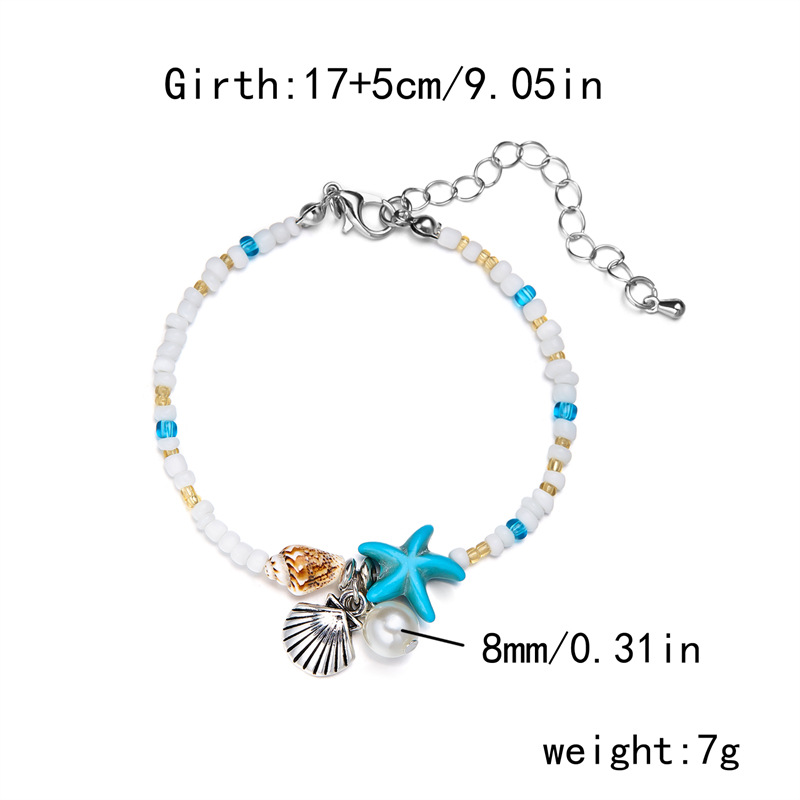 14g Weight Shell Pendant Material Bracelets Classification Seed Bead Chain Material 1 Piece Quantity Holiday, Daily Occasion Seed Bead, Shell Material Starfish, Pearl, Shell Pattern Women's Gender Marine Style Style Marine Style Starfish Pearl Shell Seed Bead Shell Wholesale Bracelets 2