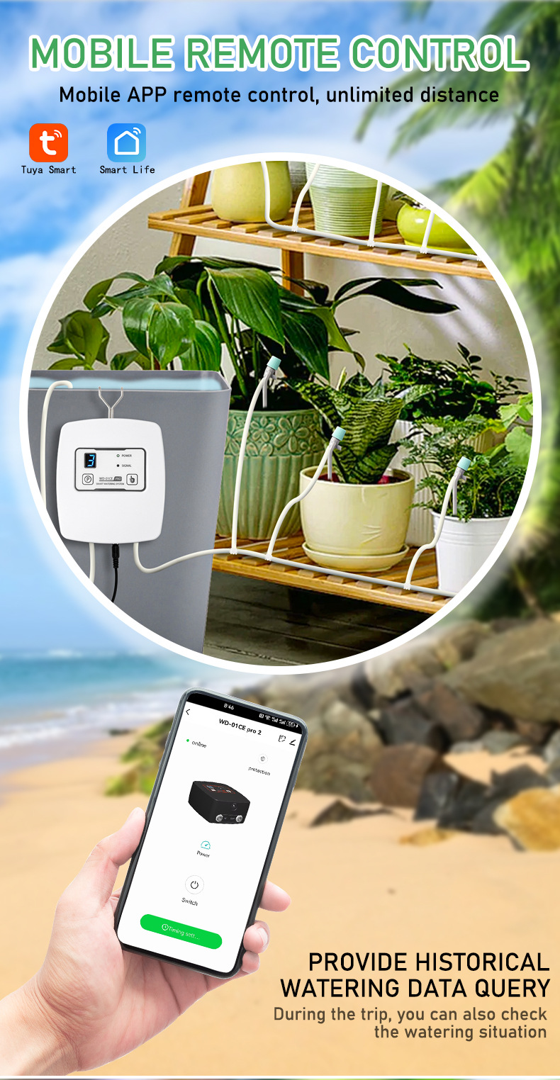 Adjustable Drip Irrigation With WiFi Mobile Control, Automatic Timed Watering Device For Balcony Potted Plants And_voghion.com