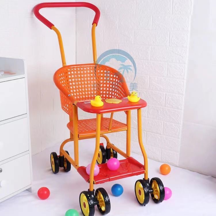 Baby Imitation Rattan Stroller Rattan Chair Baby Lightweight Stroller Summer Eight-Wheel Children's Stroller New Ventilated Easy-To-Wash Stroller