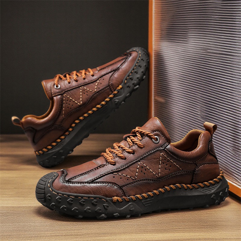 Large-Sized Breathable Men's Shoes, Anti-Slip Work Shoes, Business Casual Shoes, Durable Leather Shoes, Men's Round-Toed_vogvips.com