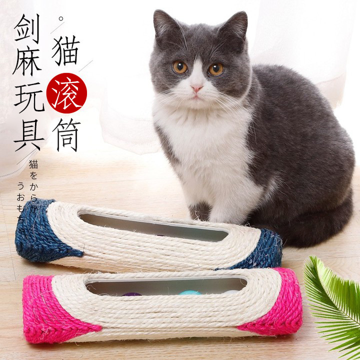 Rodillo largo de tres sonajero de gato tablero de rasguño de gato de juguete divertido gato Bola de bádminton gato de juguete al por mayor